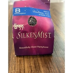 Leggs Silken Mist Sheer Toe Control Top Pantyhose Mahogany Size B # 20212
